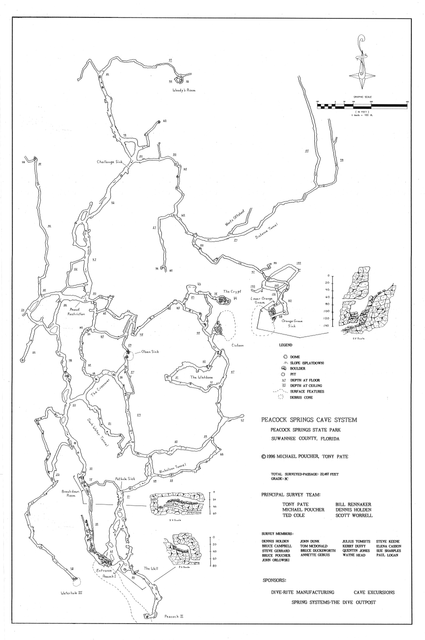 Peacock Springs Cave System Map