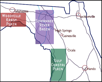Major Florida cave areas