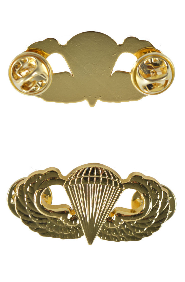 USアーミー　金色の翼デザインバッジ Airborne Basic Jump Wing Badge (1X1) (Gold) - Meach's Military
