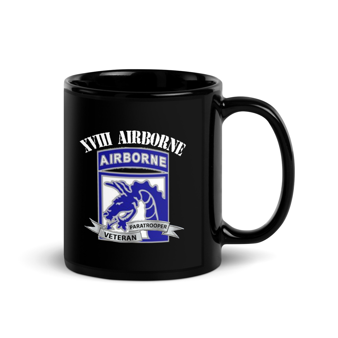 XVIII Airborne Black Glossy Mug - Meach's Military Memorabilia & More