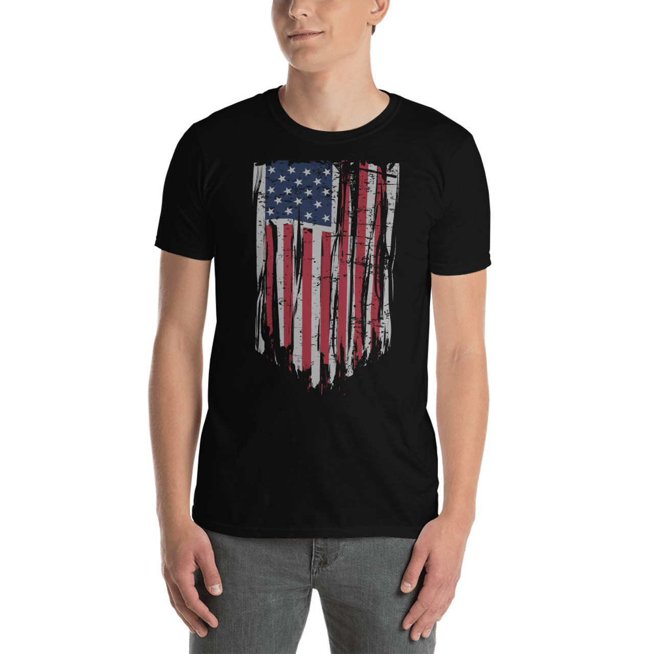 Draped US Flag (Painted) Short-Sleeve Unisex T-Shirt - Meach's Military ...