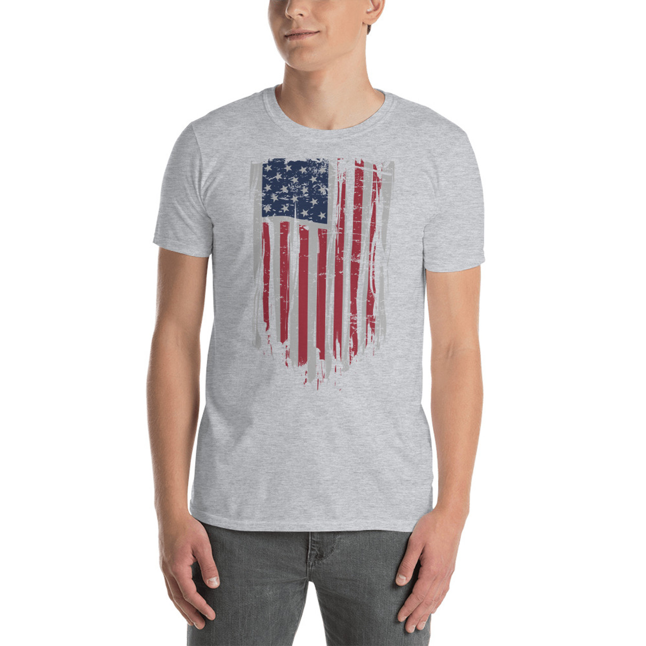 Draped US Flag (Painted) Short-Sleeve Unisex T-Shirt - Meach's Military ...