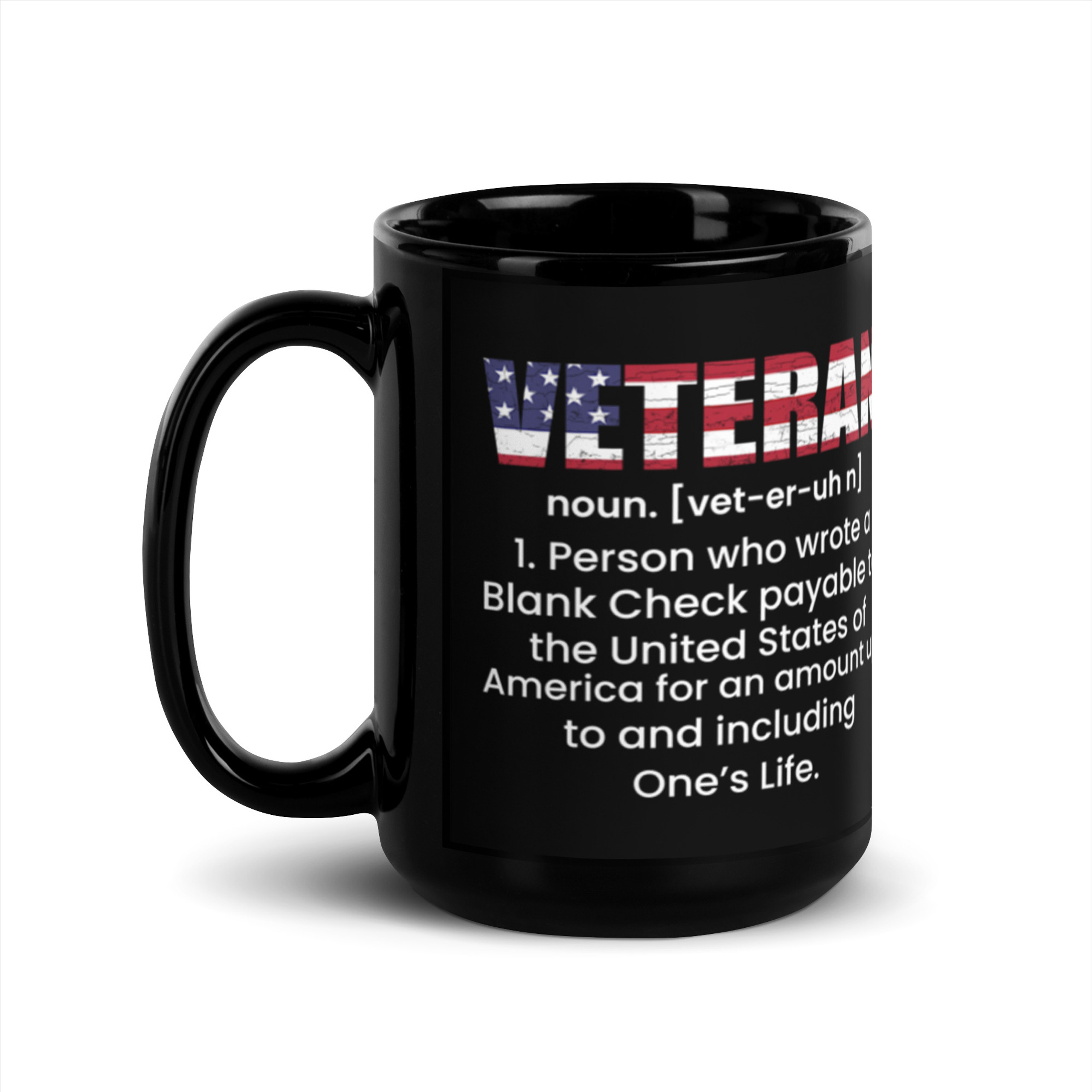 Veteran Definition 3 Black Glossy Mug Meach's Military Memorabilia & More