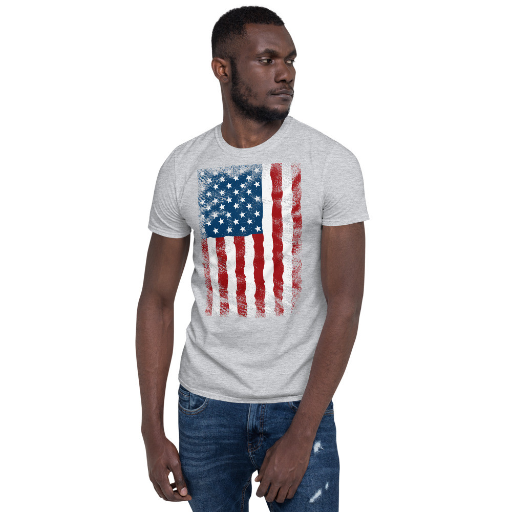 US Flag Round Neck Short Sleeve T-Shirt