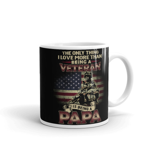 Only Thing I love More (Papa Veteran) White glossy mug
