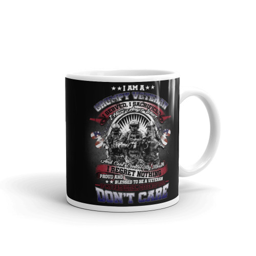 Grumpy Veteran (Blessed to be) White glossy mug