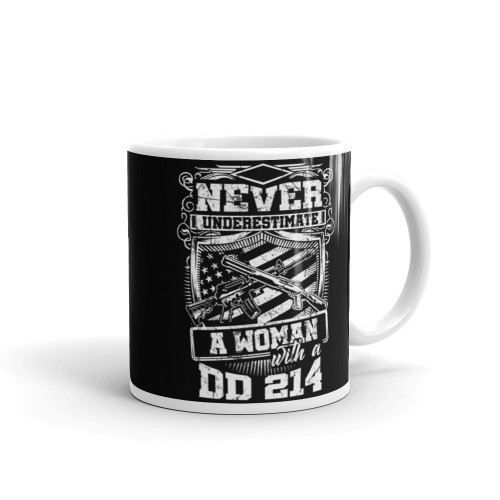 Woman with a DD 2-14 White glossy mug