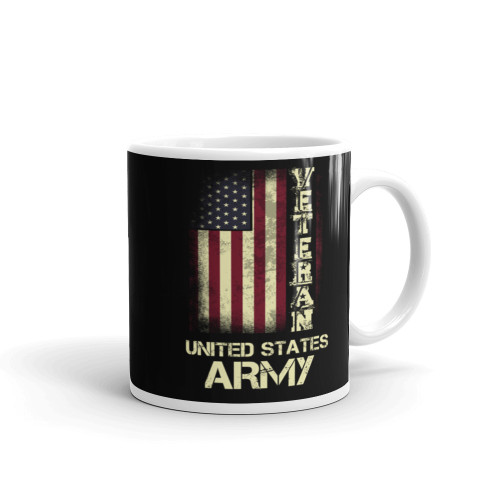 US ARMY Veteran (US Flag) White glossy mug