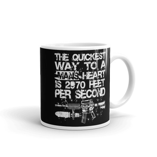 The Quickest Way to a Man's Heart White glossy mug