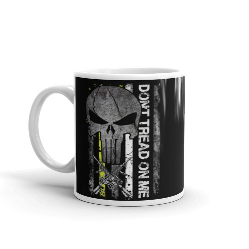 Don't Tread On Me (Skull) White glossy mug