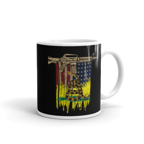 Gadsden / US Flag White glossy mug