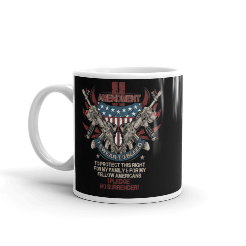 2nd Amendment (No Surrender) White glossy mug