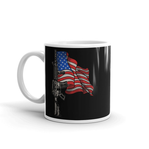 Rifle Flying Flag White glossy mug