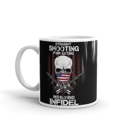 Red Blooded Infidel White glossy mug