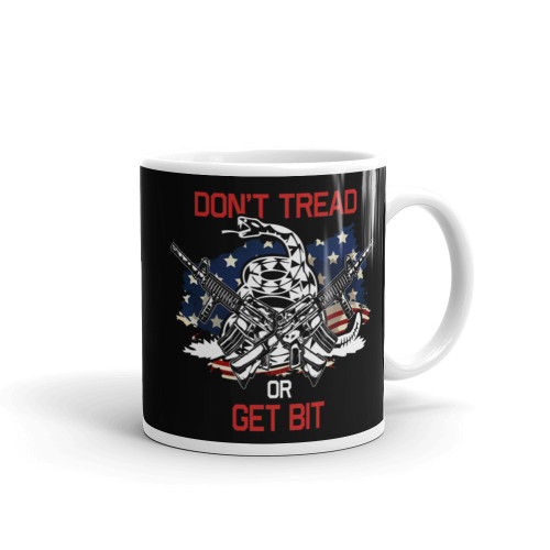Don't Tread of Get Bit White glossy mug
