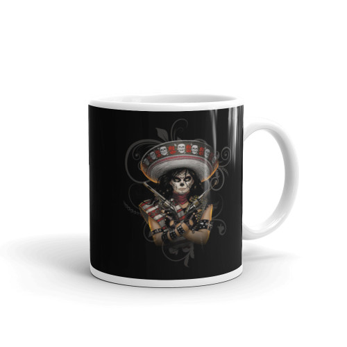 Sugar Skull Girl w/ Guns White glossy mug