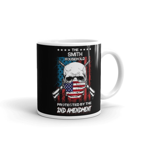 Custom Name (Protected by 2nd Amendment) White glossy mug