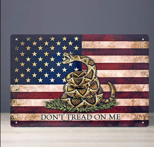 Don't Tread On Me (Vintage Flag) Metal Wall Sign (8x12)