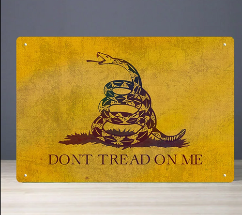 Don't Tread On Me (Flag 2 Vintage) Metal Wall Sign (8x12)