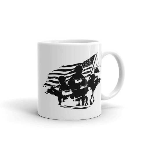 U.S. Warrior Silhouette White glossy mug