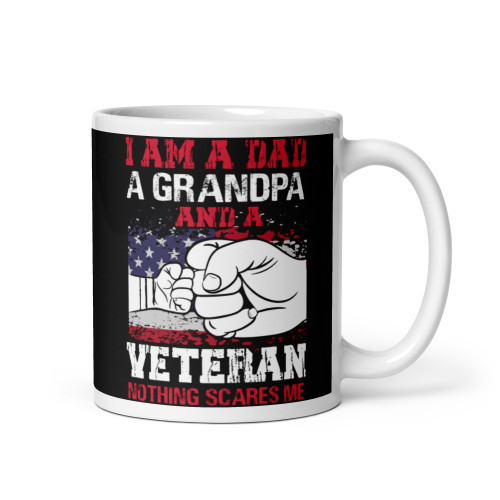 Dad Grandpa Veteran (Fist Bump) White glossy mug