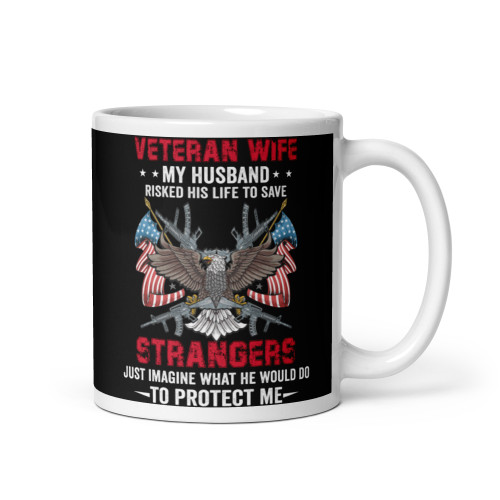 Veteran Wife White glossy mug