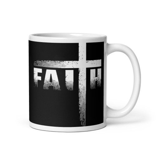 Faith (Cross) White glossy mug