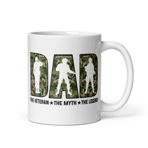 Dad The Veteran The Myth The Legend White glossy mug