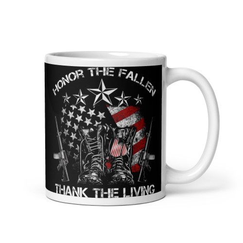 Honor the Fallen Thank the Living (Option 4) White glossy mug