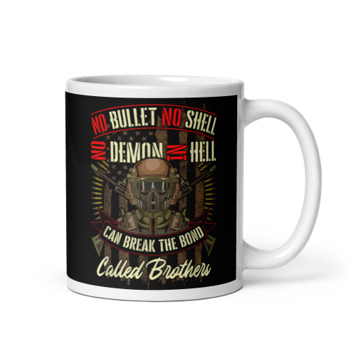 The Bond Called Brother White glossy mug