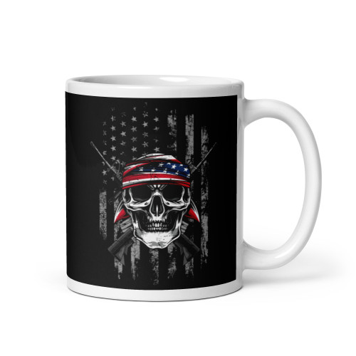 America Skull White glossy mug