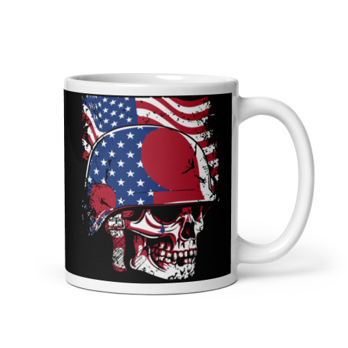 American Skull Tear White glossy mug