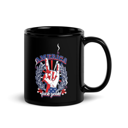 America F-Yeah Black Glossy Mug