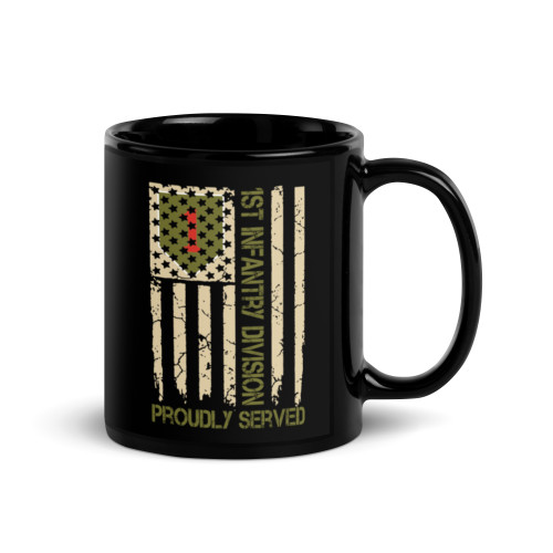 1st Infantry Division (Proudly Served) Black Glossy Mug