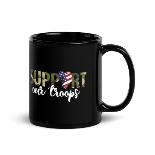 Support Our Troops Black Glossy Mug
