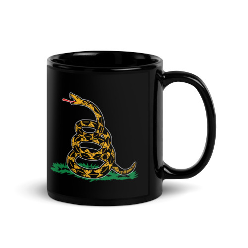 Gadsden Flag Snake Black Glossy Mug