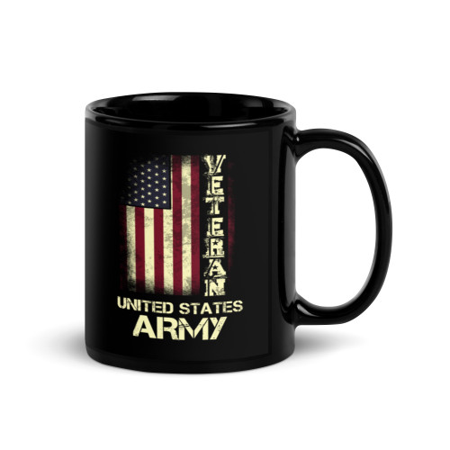 United States Army Veteran Black Glossy Mug