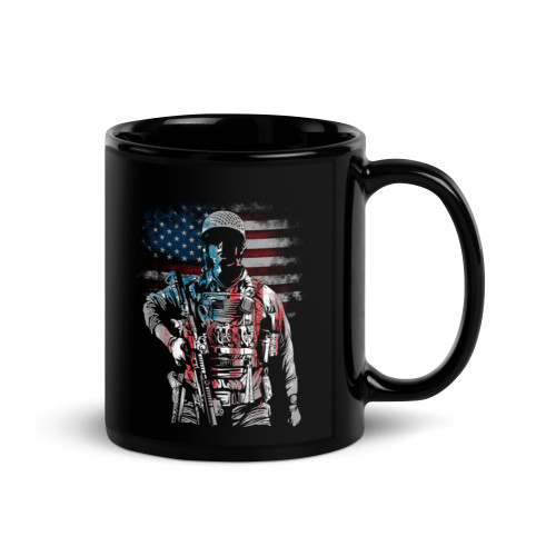 American Soldier Black Glossy Mug