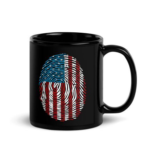 USA Fingerprint Black Glossy Mug