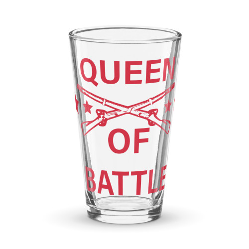 Queen of Battle pint glass