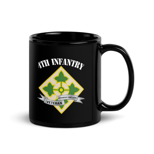 4th Infantry (Steadfast and Loyal) Black Glossy Mug