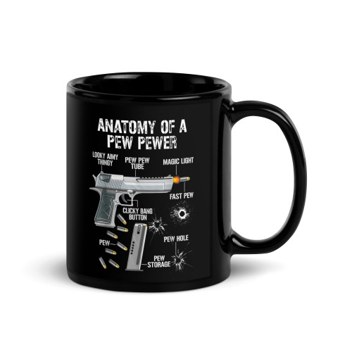 Anatomy of a Pew Pewer Black Glossy Mug