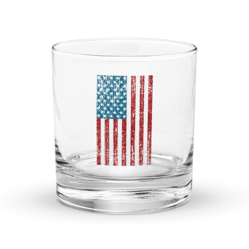 Distressed USA Flag Rocks glass