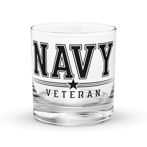 Navy Veteran Rocks glass