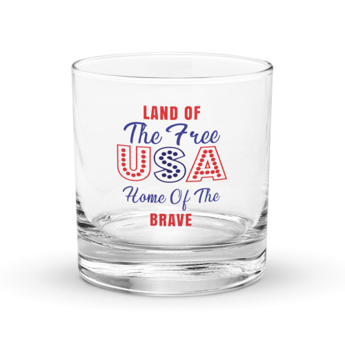 USA Land of the Free Rocks glass