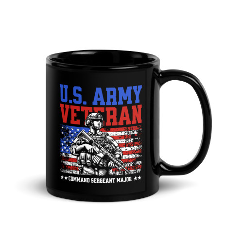 U.S. Army Veteran (Command Sergeant Major) Black Glossy Mug