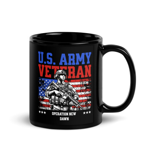U.S. Army Veteran (Operation New Dawn) Black Glossy Mug