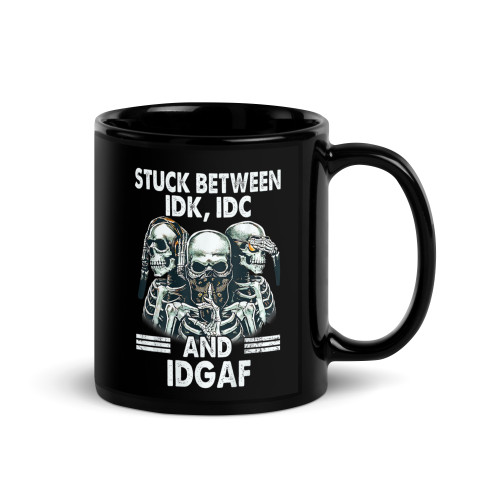 Stuck Between Black Glossy Mug