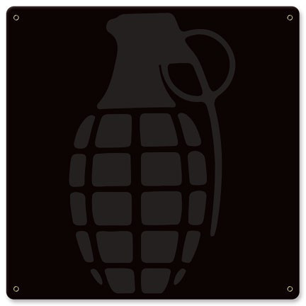 Grenade Metal Wall Sign (12X12)
