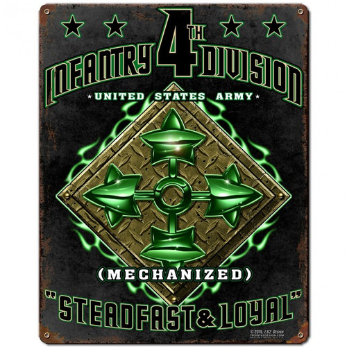 4th ID Steadfast and Loyal Metal Wall Sign (12X15)